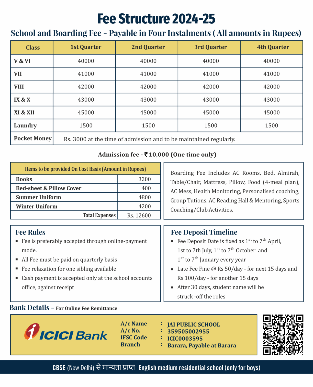 Fee Structure 2024 - 25 - Gurukul Barara